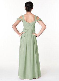 Azazie Lianne Junior Jurk van Chiffon met A-Lijn Off the Shoulder Stoffige Salie image2