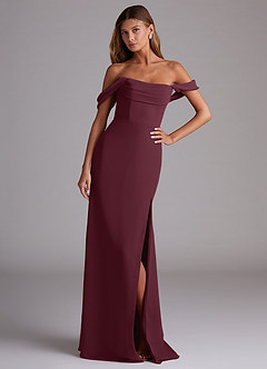 Azazie Saige Bridesmaid Dresses Cabernet A-Line Off the Shoulder Chiffon Convertible Dress image4