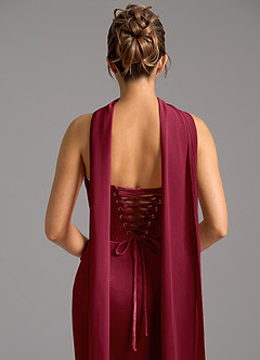 Azazie Sorrel Robes de demoiselle d'honneur Robe Sirène Convertible en velours Corset Bourgogne image6