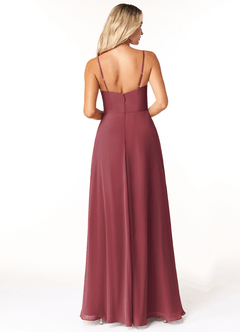 Azazie Moira Bridesmaid Dresses Merlot A-Line Scoop Chiffon Dress image3