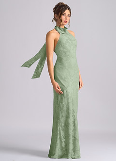 Azazie Velli Bridesmaid Dresses Dusty Sage Mermaid High Neck Floral Burnout Dress image4