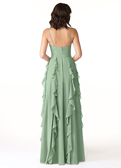 Azazie Peyton Abiti da Damigella Abito A-Line in Chiffon Increspato Matcha image2