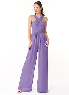 Azazie Berdie Vestidos de damas de honor Tahití de Gasa de Mono con Halter image1