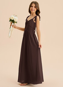 Azazie Izzy Junior Vestido de Ganache de Gasa de Corte en A con Plisado image5