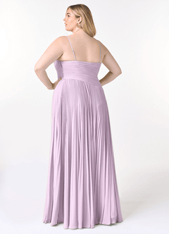 Azazie Vini Bridesmaid Dresses Frosted Lilac A-Line V-Neck Pleated Chiffon Dress image8