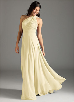 Azazie Charlize Brautjungfernkleider A-Linie One-Shoulder Chiffon Kleid Zitronensorbet image1