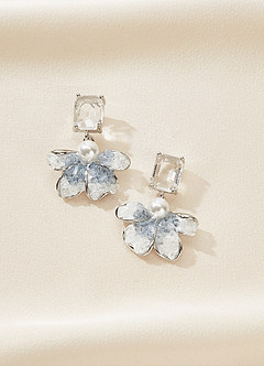 Something Blue Flower Drop Earrings