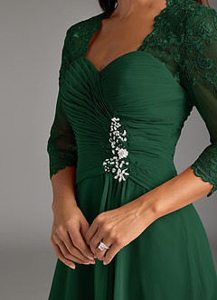 Azazie Devereaux Kleider für die Brautmutter A-Linie Spitze Chiffon Kleid Dunkelgrün image5