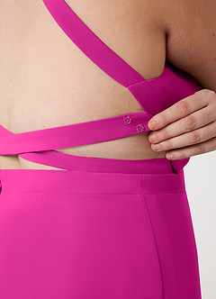 Azazie Clarice Jurken voor bruidsmeisjes Jurk van Chiffon met A-Lijn Houder Fuchsia image14