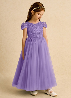 Azazie Puff vestidos de niña de las flores Vestido de Tahití de Tul de Princesa con Encaje image4