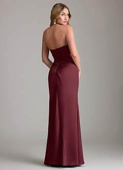 Azazie Lucille Bridesmaid Dresses Cabernet Mermaid Strapless Stretch Satin Convertible Dress image2
