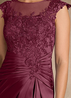Azazie Santa Barbara Kleider für die Brautmutter Etui Plissee Stretch-Satin Kleid Maulbeerrot image9