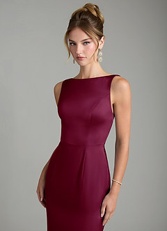 Azazie Tamera Bridesmaid Dresses Mulberry Mermaid Pleated Stretch Satin Dress image5