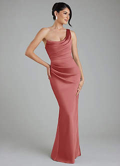 Azazie Sabrina Bridesmaid Dresses Antique Rose Mermaid Corset Stretch Satin Dress image1