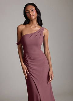 Azazie Madelyn Bridesmaid Dresses Sangria Mermaid One Shoulder Chiffon Convertible Dress image4