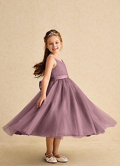 Azazie Patootie Flower Girl Dresses Vintage Mauve A-Line Spaghetti Strap Tulle Dress image3
