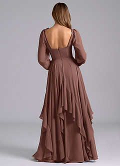 Azazie Karan Bridesmaid Dresses Espresso A-Line Long Sleeve Chiffon Dress image2