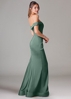 Azazie Everly Bridesmaid Dresses Eucalyptus Mermaid Off the Shoulder Stretch Satin Convertible Dress image4