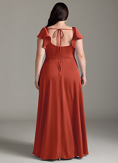 Azazie Bondi Bridesmaid Dresses Rust A-Line Bow Stretch Satin Dress image8