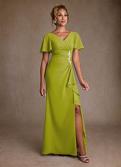 Azazie Suffolk Abiti per la Madre della Sposa Abito A-Line in Chiffon Plissettato Citronella image1