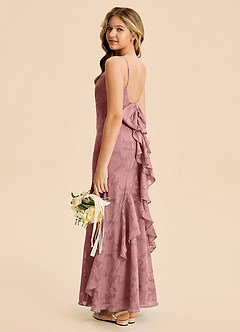 Azazie Lioren Junior Dusty Rose Mermaid Ruched Floral Burnout Dress image3