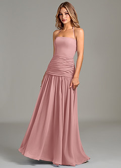 Azazie Vashti Bridesmaid Dresses Dusty Rose A-Line Chiffon Dress image4