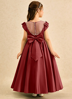 Azazie Toffee vestidos de niña de las flores Vestido Óxido de Satin Mate de Vestido de princesa con Lazo image1