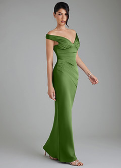 Azazie Stella Robes de demoiselle d'honneur Robe Fourreau Convertible en Satin extensible Corset Basilic image4