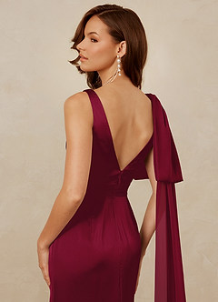 Christian Siriano Bridal for Azazie 1011 Bridesmaid Dresses Burgundy Mermaid Bow Stretch Satin Dress image4