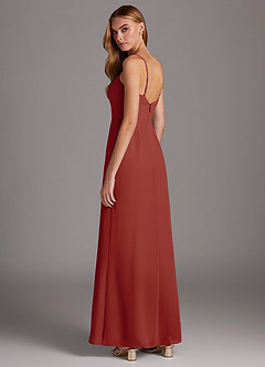 Azazie Tayla Final Sale Terracotta Sheath Chiffon Dress image2