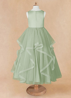 Azazie Sofia Flower Girl Dresses Dusty Sage A-Line Beaded Tulle Dress image9