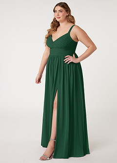 Azazie Chanel Bridesmaid Dresses Dark Green A-Line Pleated Chiffon Dress image10