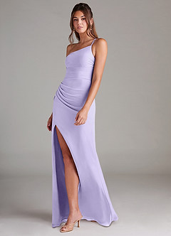 Azazie Eren Bridesmaid Dresses Lilac Sheath One Shoulder Chiffon Dress image5