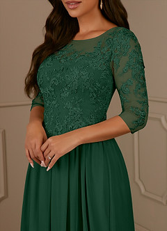 Azazie Harriet Mother of the Bride Dresses Dark Green A-Line Scoop lace Mesh Dress image5