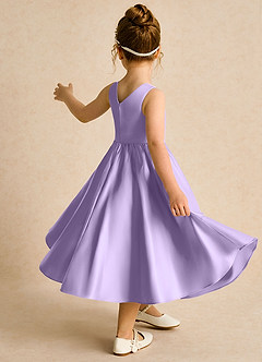 Azazie Hermia Flower Girl Dresses Lilac A-Line Sleeveless Matte Satin Dress image5
