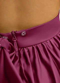 Azazie Nellia Robe Demoiselle D'honneur Fillette Robe Trapèze en Mat Satiné Arc Mûre image7