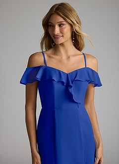 Azazie Sophie Bridesmaid Dresses Royal Blue A-Line Off the Shoulder Chiffon Convertible Dress image2