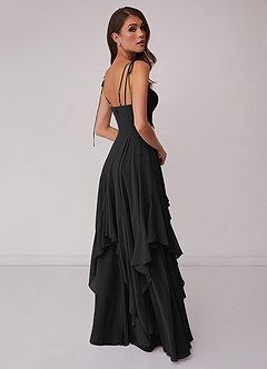 Barbie ♥ Azazie Bridesmaid Dresses Black A-Line Bow Chiffon Dress image2