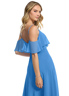 Azazie Jean Vestidos de damas de honor Vestido de Azul Grisaceo de Gasa de Corte en A Convertible image7