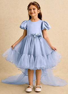 Azazie Cocoa Robe Demoiselle D'honneur Fillette Robe Princesse en Tulle Plissée Eis image3