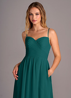 Azazie Joni Bridesmaid Dresses Peacock A-Line Strapless Chiffon Convertible Dress image2