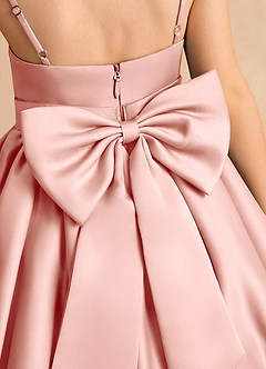 Azazie Davine vestidos de niña de las flores Vestido de Rosetón de Satin Mate de Corte En A con Tirante Espagueti image10