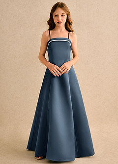 Azazie Izel Girls Formal Flower Girl Dresses Ivory Neptune A-Line Pleated Matte Satin Dress image6