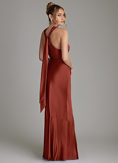 Azazie Reign Bridesmaid Dresses Terracotta Mermaid Pleated Stretch Satin Dress image7
