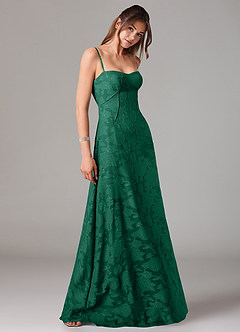 Azazie Valentine Bridesmaid Dresses Emerald A-Line Sweetheart Neckline Floral Burnout Dress image4