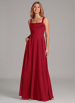 Azazie Shaude Bridesmaid Dresses Scarlet A-Line Pleated Chiffon Dress image3