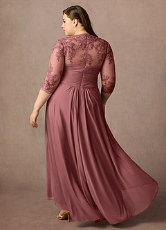 Azazie Anne vestidos de madre de la novia Vestido de Rosa Del Desierto de Encaje de Recto con Corazón Lentejuelas image16