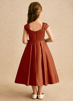 Azazie Yosemite Flower Girl Dresses Paprika Ball-Gown Sweetheart Neckline Matte Satin Dress image2