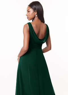 Azazie Karina Bridesmaid Dresses Emerald A-Line Pleated Chiffon Dress image4