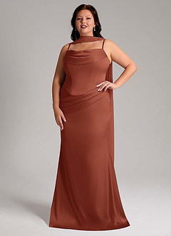 Azazie Sorrel Bridesmaid Dresses Auburn Mermaid Strapless Stretch Satin Convertible Dress image10